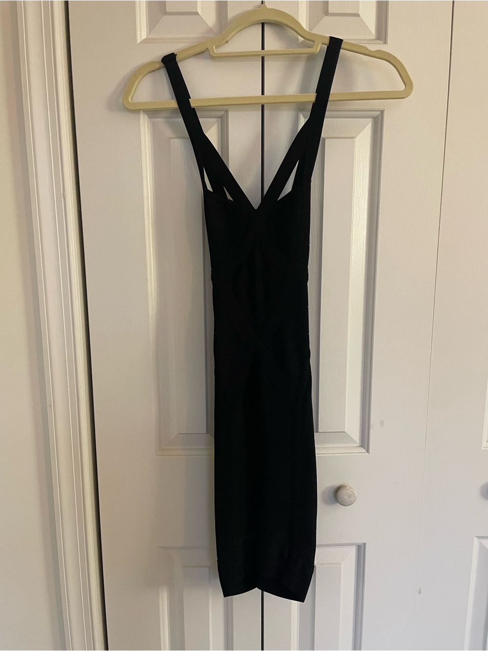 bebe Black Strappy V-Back Midi Dress